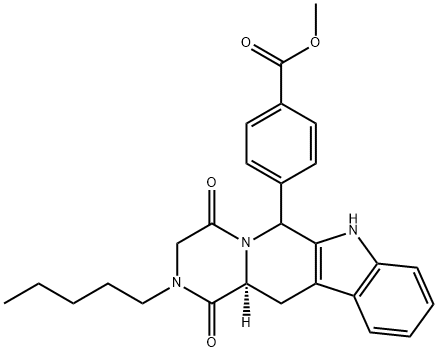 methyl 4-((12aS)-1,4-dioxo-2-pentyl-1,2,3,4,6,7,12,12a-octahydropyrazino[1',2':1,6]pyrido[3,4-b]indol-6-yl)benzoate Structural