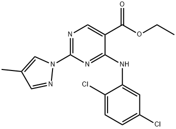 ethyl 6-((2,5-dichlorophenyl)imino)-2-(4-methyl-1H-pyrazol-1-yl)-1,6-dihydropyrimidine-5-carboxylate Structural