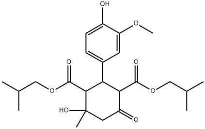 diisobutyl 4-hydroxy-2-(4-hydroxy-3-methoxyphenyl)-4-methyl-6-oxocyclohexane-1,3-dicarboxylate Structural