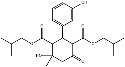 diisobutyl 4-hydroxy-2-(3-hydroxyphenyl)-4-methyl-6-oxocyclohexane-1,3-dicarboxylate Structural