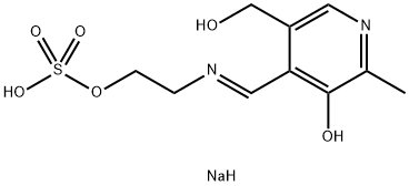 sodium (E)-5-(hydroxymethyl)-2-methyl-4-(((2-(sulfooxy)ethyl)imino)methyl)pyridin-3-olate Structural