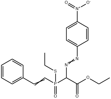 ethyl 2-((ethylthio)((E)-styryl)phosphoryl)-2-((E)-(4-nitrophenyl)diazenyl)acetate Structural