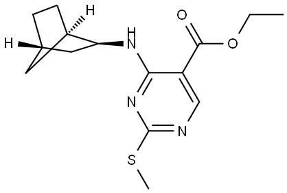 Ethyl 4-((1R,4S)-bicyclo[2.2.1]heptan-2-ylamino)-2-(methylthio)pyrimidine-5-carboxylate Structural