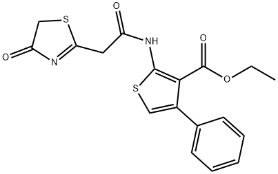 ethyl 2-(2-(4-oxo-4,5-dihydrothiazol-2-yl)acetamido)-4-phenylthiophene-3-carboxylate Structural
