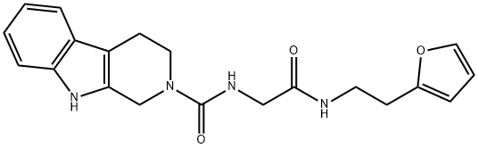 N-(2-{[2-(furan-2-yl)ethyl]amino}-2-oxoethyl)-1,3,4,9-tetrahydro-2H-beta-carboline-2-carboxamide Structural