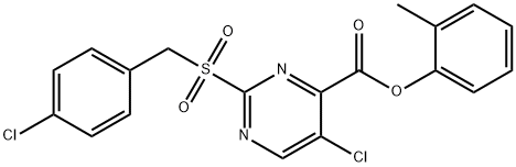 o-tolyl 5-chloro-2-((4-chlorobenzyl)sulfonyl)pyrimidine-4-carboxylate Structural