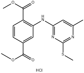 dimethyl 2-((6-methyl-2-(methylthio)pyrimidin-4(3H)-ylidene)amino)terephthalate hydrochloride Structural