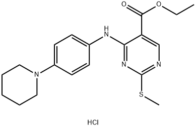 ethyl 2-(methylthio)-4-((4-(piperidin-1-yl)phenyl)amino)pyrimidine-5-carboxylate hydrochloride Structural