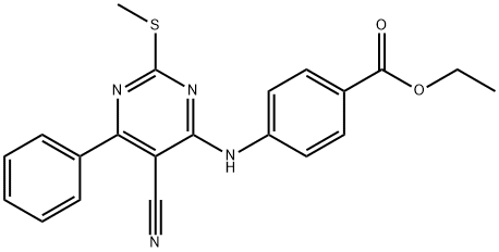 ethyl 4-((5-cyano-2-(methylthio)-6-phenylpyrimidin-4-yl)amino)benzoate Structural