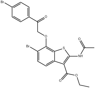 ethyl 2-(acetylamino)-6-bromo-7-[2-(4-bromophenyl)-2-oxoethoxy]-1-benzothiophene-3-carboxylate Structural
