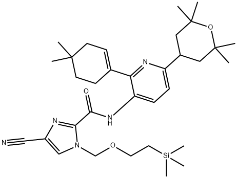 4-cyano-N-(2-(4,4-dimethylcyclohex-1-en-1-yl)-6-(2,2,6,6-tetramethyltetrahydro-2H-pyran-4-yl)pyridin-3-yl)-1-((2-(trimethylsilyl)ethoxy)methyl)-1H-imidazole-2-carboxamide Structural