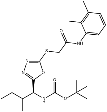 tert-butyl ((1S)-1-(5-((2-((2,3-dimethylphenyl)amino)-2-oxoethyl)thio)-1,3,4-oxadiazol-2-yl)-2-methylbutyl)carbamate Structural