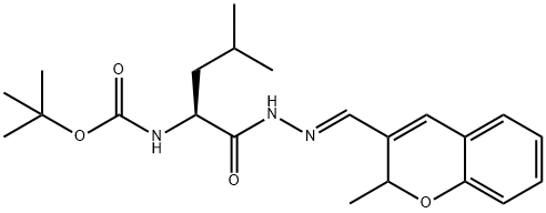 tert-butyl ((2S)-4-methyl-1-((E)-2-((2-methyl-2H-chromen-3-yl)methylene)hydrazinyl)-1-oxopentan-2-yl)carbamate Structural