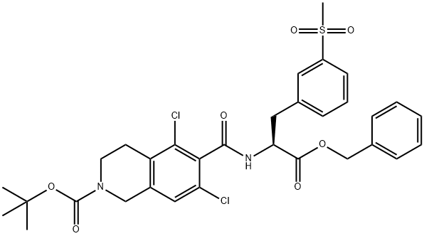 2(1H)-Isoquinolinecarboxylic acid, 5,7-dichloro-3,4-dihydro-6-[[[(1S)-1-[[3-(methylsulfonyl)phenyl]methyl]-2-oxo-2-(phenylmethoxy)ethyl]amino]carbonyl]-, 1,1-dimethylethyl ester