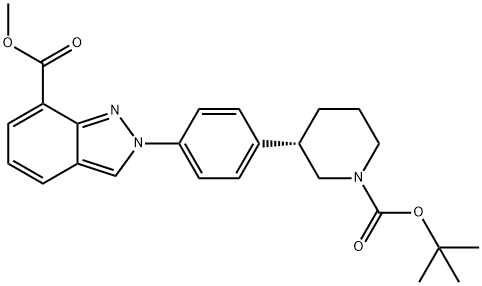 methyl 2-{4-[(3S)-1-(tert-butoxycarbonyl)piperidin-3-yl]-phenyl}-2H-indazole-7-carboxylate Structural