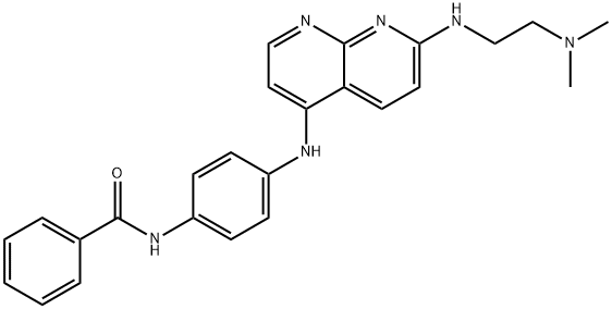 N-(4-(7-(2-dimethylamino-ethylamino)-1,8-naphthyridin-4-yl-amino)phenyl)benzamide Structural