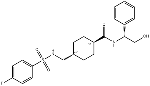 trans-4-({[(4-fluorophenyl)sulfonyl]amino}methyl)-N-[(1S)-2-hydroxy-1-phenylethyl]cyclohexanecarboxamide Structural