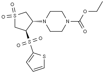 ethyl 4-((3S,4R)-1,1-dioxido-4-(thiophen-2-ylsulfonyl)tetrahydrothiophen-3-yl)piperazine-1-carboxylate Structural