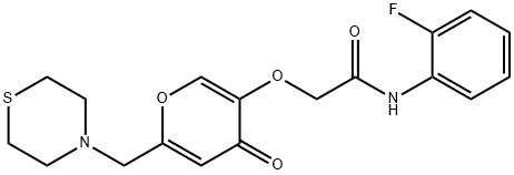 N-(2-fluorophenyl)-2-{[4-oxo-6-(thiomorpholin-4-ylmethyl)-4H-pyran-3-yl]oxy}acetamide Structural