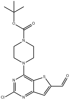 tert-butyl 4-(2-chloro-6-formylthieno[3,2-d]pyrimidin-4-yl)piperazine-1-carboxylate Structural