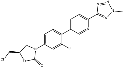 (R)-5-(chloromethyl)-3-(3-fluoro-4-(6-(2-methyl-2H-tetrazol-5-yl)pyridin-3-yl)phenyl)oxazolidin-2-one Structural