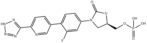 (R)-(3-(4-(6-(2H-tetrazol-5-yl)pyridin-3-yl)-3-fluorophenyl)-2-oxooxazolidin-5-yl)methyl dihydrogen phosphate Structural