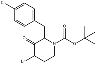 tert-butyl 4-bromo-2-(4-chlorobenzyl)-3-oxopiperidine-1-carboxylate Structural