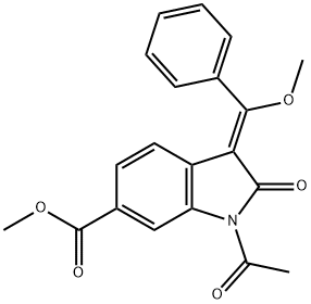(Z)-1-acetyl-3-(methoxy-phenyl-methylene)-2-oxo-2,3-dihydro-1H-indole-6-carboxylic acid methyl ester Structural Picture