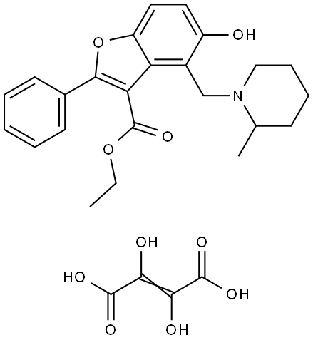 ethyl 5-hydroxy-4-((2-methylpiperidin-1-yl)methyl)-2-phenylbenzofuran-3-carboxylate 2,3-dihydroxyfumarate Structural