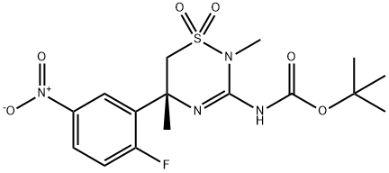 tert-butyl (R)-(5-(2-fluoro-5-nitrophenyl)-2,5-dimethyl-1,1-dioxido-5,6-dihydro-2H-1,2,4-thiadiazin-3-yl)carbamate Structural