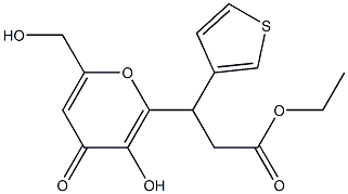 ethyl 3-(3-hydroxy-6-(hydroxymethyl)-4-oxo-4H-pyran-2-yl)-3-(thiophen-3-yl)propanoate Structural