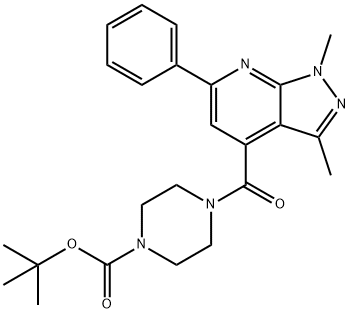 tert-butyl 4-(1,3-dimethyl-6-phenyl-1H-pyrazolo[3,4-b]pyridine-4-carbonyl)piperazine-1-carboxylate Structural