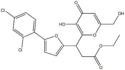 ethyl 3-(5-(2,4-dichlorophenyl)furan-2-yl)-3-(3-hydroxy-6-(hydroxymethyl)-4-oxo-4H-pyran-2-yl)propanoate Structural