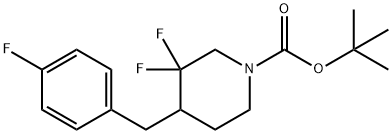 tert-butyl 3,3-difluoro-4-(4-fluorobenzyl)piperidine-1-carboxylate Structural