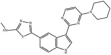 N-methyl-5-[3-[4-(1-piperidinyl)-2-pyrimidinyl]-1H-indol-5-yl]-1,3,4-Thiadiazol-2-amine Structural