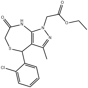 ethyl 2-(4-(2-chlorophenyl)-3-methyl-7-oxo-4,6,7,8-tetrahydro-1H-pyrazolo[3,4-e][1,4]thiazepin-1-yl)acetate Structural