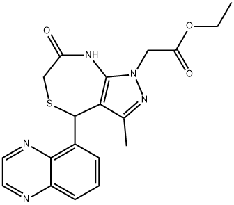 ethyl 2-(3-methyl-7-oxo-4-(quinoxalin-5-yl)-4,6,7,8-tetrahydro-1H-pyrazolo[3,4-e][1,4]thiazepin-1-yl)acetate Structural