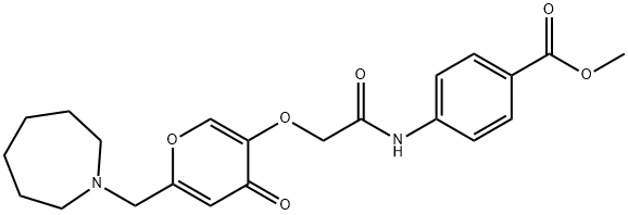 methyl 4-(2-((6-(azepan-1-ylmethyl)-4-oxo-4H-pyran-3-yl)oxy)acetamido)benzoate Structural
