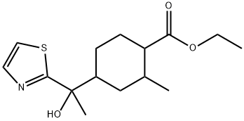 ethyl 4-(1-hydroxy-1-(thiazol-2-yl)ethyl)-2-methylcyclohexanecarboxylate Structural