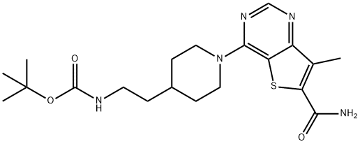 tert-butyl 2-(1-(6-carbamoyl-7-methylthieno[3,2-d]pyrimidin-4-yl)piperidin-4-yl)ethylcarbamate Structural