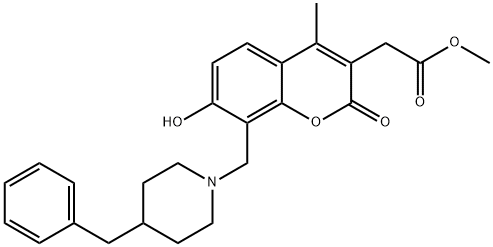 methyl 2-(8-((4-benzylpiperidin-1-yl)methyl)-7-hydroxy-4-methyl-2-oxo-2H-chromen-3-yl)acetate Structural