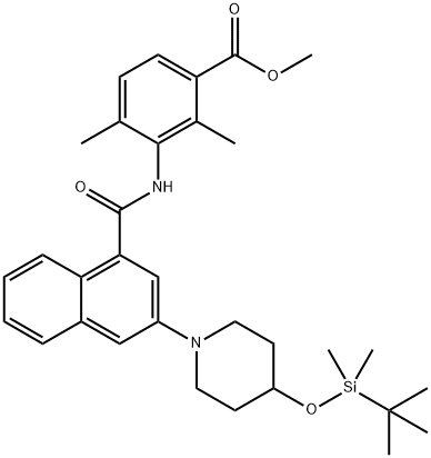 methyl 3-[[3-[4-[tert-butyl(dimethyl)silyl]oxy-1-piperidyl]naphthalene-1-carbonyl] amino]-2,4-dimethyl-benzoate Structural