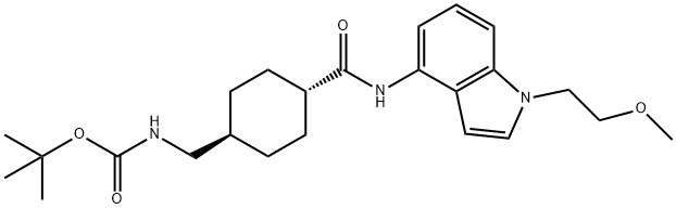 tert-butyl (((1r,4r)-4-((1-(2-methoxyethyl)-1H-indol-4-yl)carbamoyl)cyclohexyl)methyl)carbamate Structural