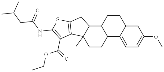 ethyl 4-methoxy-8a-methyl-10-(3-methylbutanamido)-2,6b,7,8,8a,12,12a,12b-octahydro-1H-naphtho[2',1':4,5]indeno[2,1-b]thiophene-9-carboxylate Structural