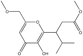 methyl 3-(3-hydroxy-6-(methoxymethyl)-4-oxo-4H-pyran-2-yl)-4-methylpentanoate Structural