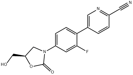 (R)-5-(2-fluoro-4-(5-(hydroxymethyl)-2-oxooxazolidin-3-yl)
phenyl)picolinonitrile