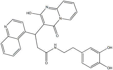 N-(3,4-dihydroxyphenethyl)-3-(2-hydroxy-4-oxo-4H-pyrido[1,2-a]pyrimidin-3-yl)-3-(quinolin-4-yl)propanamide Structural