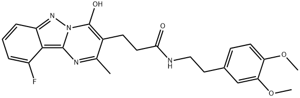 N-(3,4-dimethoxyphenethyl)-3-(10-fluoro-4-hydroxy-2-methylpyrimido[1,2-b]indazol-3-yl)propanamide Structural