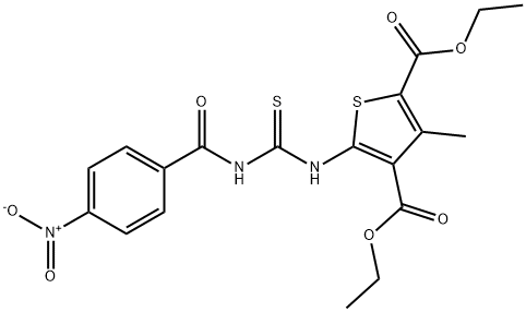 diethyl 3-methyl-5-(3-(4-nitrobenzoyl)thioureido)thiophene-2,4-dicarboxylate Structural