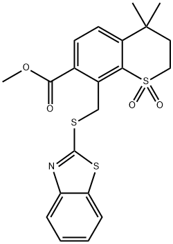 Methyl 8-((benzo[d]thiazol-2-ylthio)methyl)-4,4-dimethylthiochroman-7-carboxylate 1,1-dioxide Structural